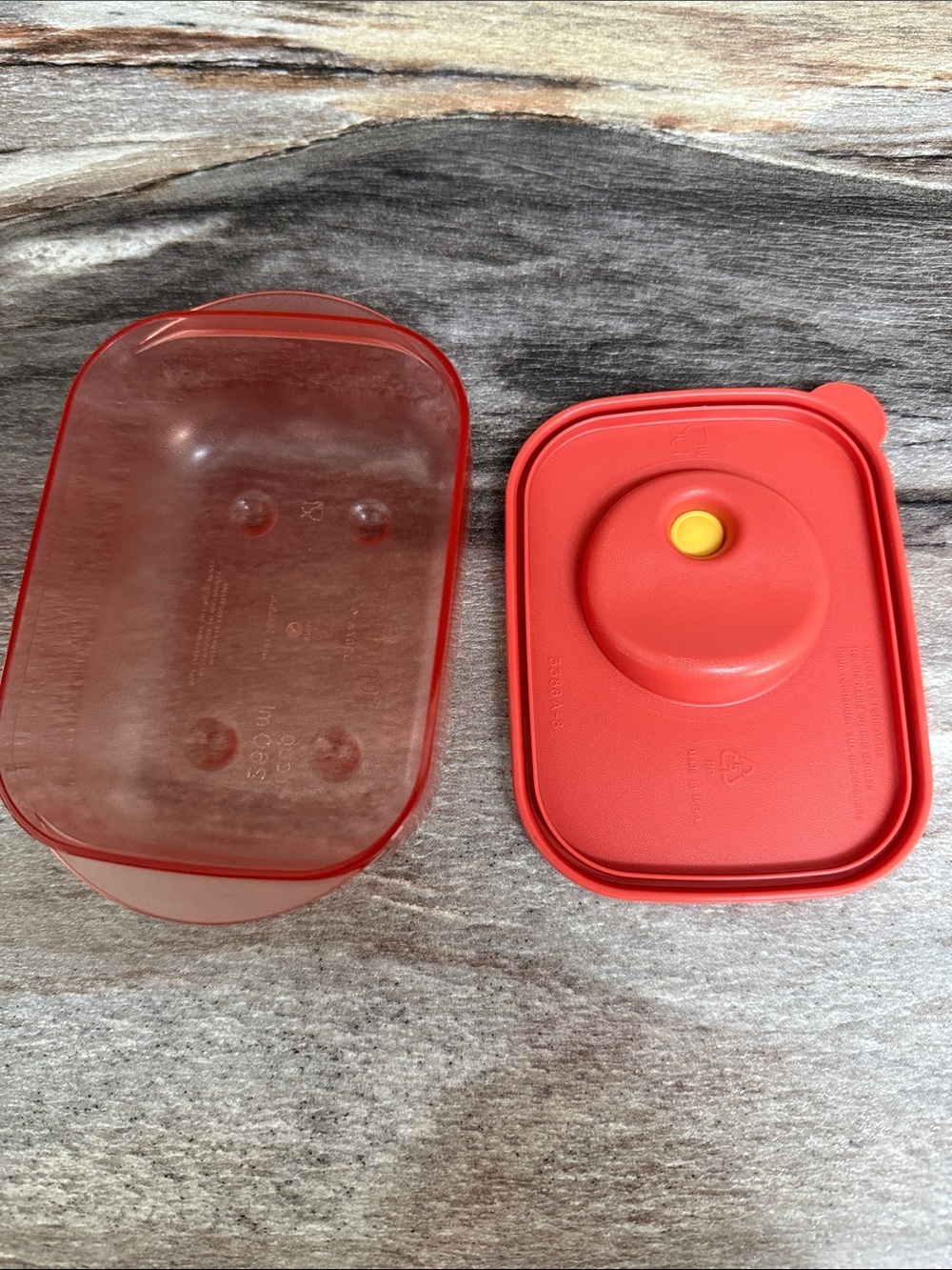 Tupperware Red Storage Container with Yellow Vent Lid - Picture 3 of 3